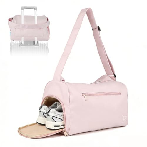 PALAY® Gym Bag with Shoe Compartment Workout Sport Duffle Bags for Women Travel Waterproof Shoulder Overnight Bag Lightweight Carry on Tote Bags for Swim, Yoga, Dance(Pink