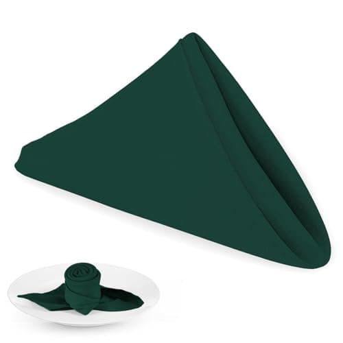 PLOYMONO Hunter Green Heavy Duty Cloth Napkins - 17 x 17 Inch Solid Washable Polyester Dinner Napkins - Set of 8 Napkins with Hemmed Edges - Great for Weddings, Parties, Banquets Dinner & More