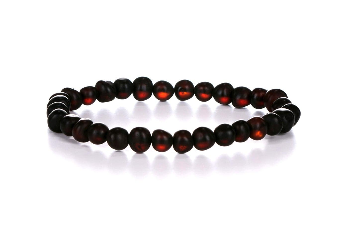 AMBERAGE Natural Baltic Amber Bracelet for Adults (Women/Men) - Hand made From Raw-Unpolished/Certified Baltic Amber Beads(6 Colors) (7, Raw-Unpolished Dark Cherry)