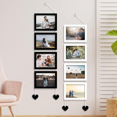 Stuthi Arts Photo Frame Set of 8 Picture Frames for Wall Hanging Black(5x7-4) White(5x7-4) Dori | Photo Collage Photo Frame Wood Wall Mount Gift For Best Friend Boy & Girl | Customized Wall Hanging Photo Frame, | Picture Frame For Gift | Wooden Photo Frame (Black & White)