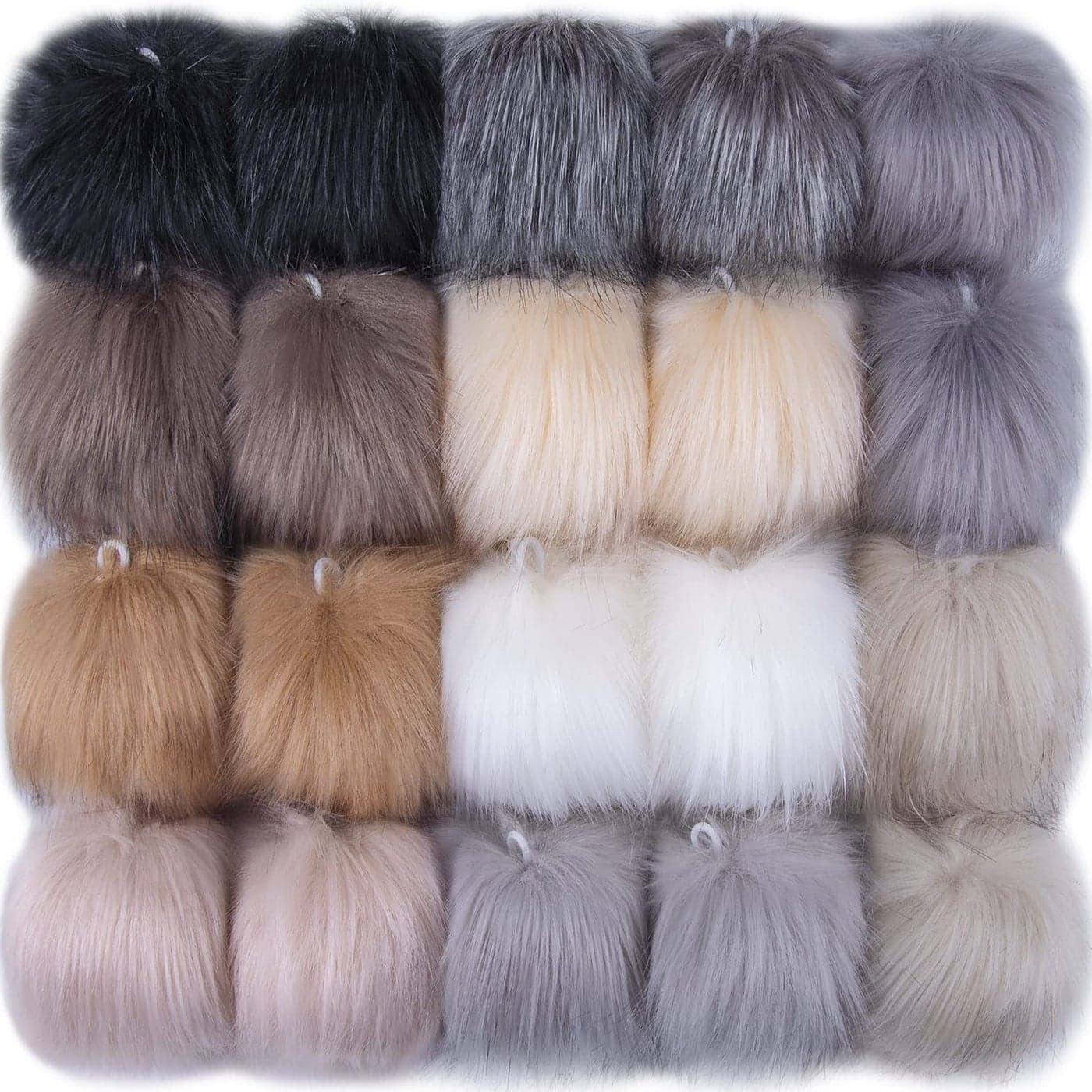 SIQUK 20 Pieces Faux Fur Pom Pom Balls Fluffy Pom Pom with Elastic Loop DIY Faux Fox Fur Pom Pom for Hats Beanies Shoes Bags Accessories (10 Colors, 2 Pcs for Each Color)