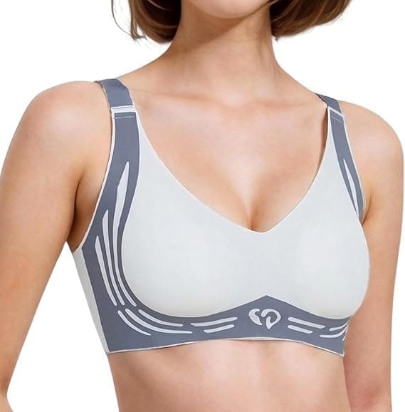 Brachy Women's Wireless Push-Up Bra | Soft Lightly Padded Full Coverage Bra | Longline High Support Sports Bra for Workout, Gym & Yoga | Comfortable Everyday Bralette Grey