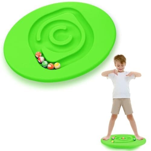 Seenelling Kids Maze Balance Board Plastic Wobble Rocker Balance Board with Mini Balls Load 170lb for Balancing Exercise Equipment Game Boys Girls Physical Therapy 185 x 1457 InchGreenRound