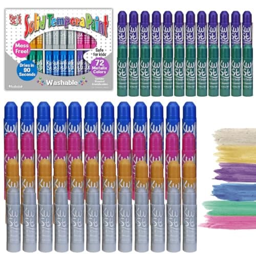 Kwik Stix Solid Tempera Paint Sticks, 72 Metallic Colors, Washable Paint Sticks for Kids, Super Quick Drying, Non-Toxic, Allergen Free, Paint Sticks Class Pack in Metallic Colors, Paint for Kids and Toddlers