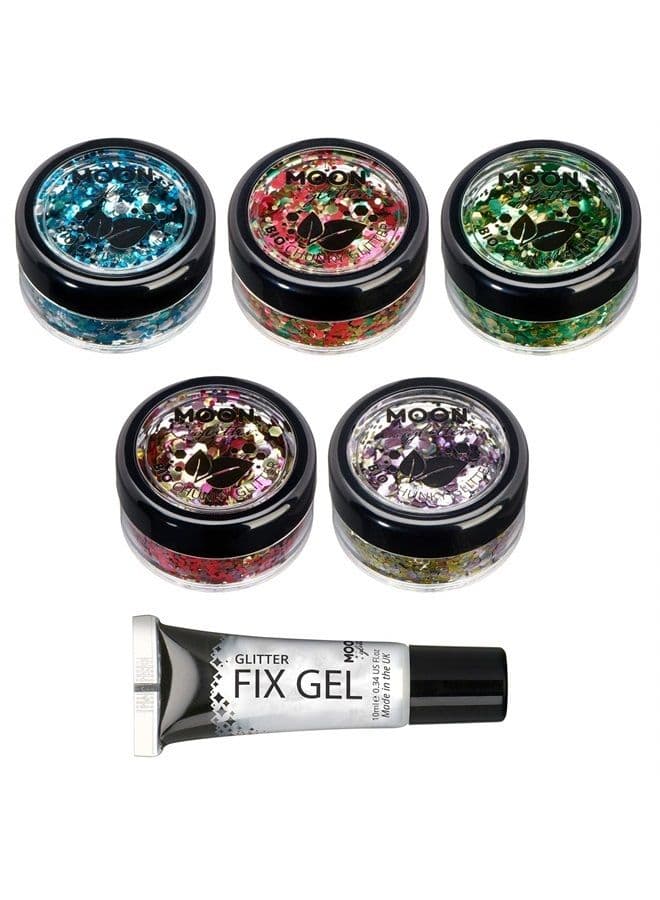Mystic Bio Biodegradable Eco Chunky Glitter by Moon Glitter - 100% Cosmetic Bio Glitter for Face, Body, Nails, Hair and Lips - 0.10oz - Set of 5