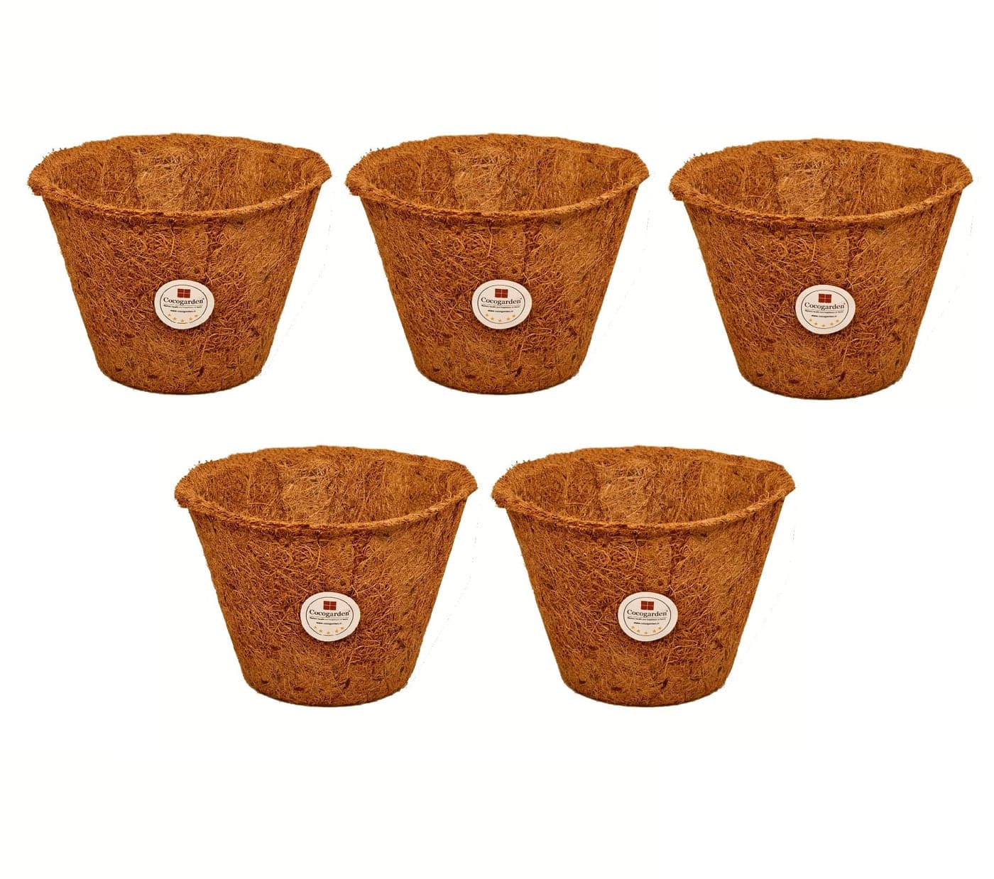 cocogarden Natural Coco Coir Pots Planters for Plants (6 inch, Pack of 5)