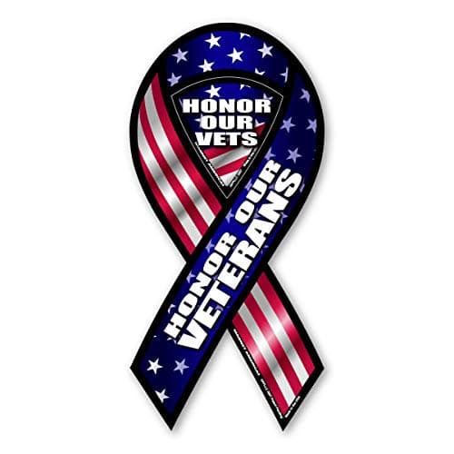 Honor Our Veterans 2-in-1 Ribbon Magnet by Magnet America Is 8" x 3.875" Made for Vehicles and Refrigerators