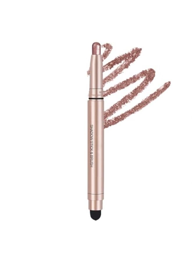 DekRion Eyeshadow Stick ShimmerCream Eye Shadow Pencil Eye Shadow Sticks LongLasting Waterproof GlitterEyeshadows Stick with Soft Brush for Eyeshadows Makeup09Lightbrown