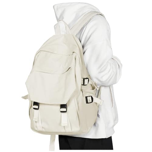 coowoz Lightweight School Bag Casual Daypack College Laptop Backpack for Men Women Water Resistant Travel Rucksack for Sports High School Middle Bookbag for girls(White)
