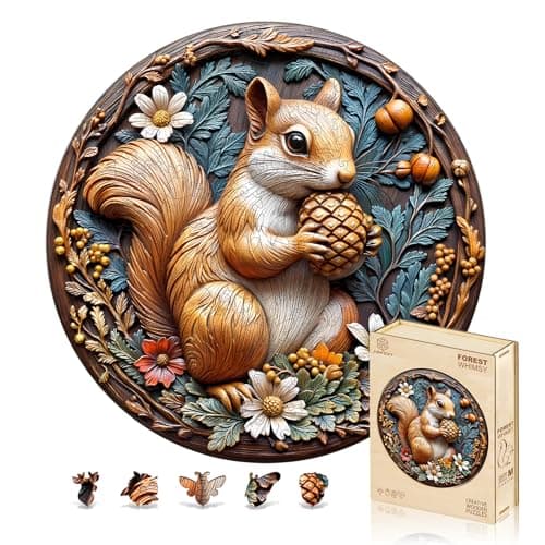 Jigfoxy Wooden Puzzles for Adults Squirrel Wood Puzzles Adult Unique AnimalShaped Wooden Jigsaw Puzzles for Adults Christmas Thanksgiving Gifts for Family and Friends L134 134in270pcs