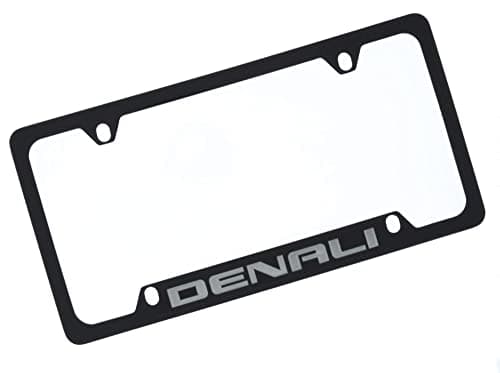 GMC Denali Black Coated Metal Bottom Engraved License Plate Frame Holder