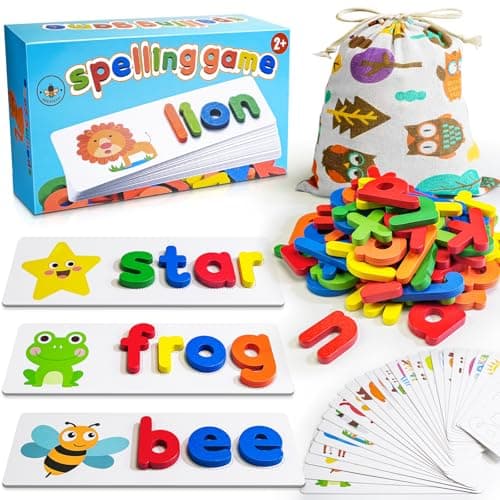 BEESTECH Alphabet ABC Learning Educational Toys for 3 4 5 Years Old Boys Girls Wooden Puzzle Flash Cards Preschool Activity Letter Matching Games for Kids Toddlers