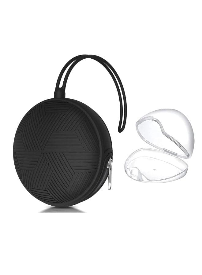 Smlpuame Pacifier Holder Case, Mothers Day Gifts for Mom BPA Free Portable Silicone Baby Pacifier Cover Pouch for Diaper Bag Stroller, Travel Outdoor Activities, Easy to Clean (Black)