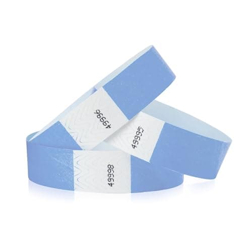 1,000 WristCo Sky Blue Tyvek Wristbands for Events Tamper-Proof Design & Fluorescent Color Prevent Reuse Premium-Grade Bracelets for Hospital & Medical ID, Party & VIP Identification