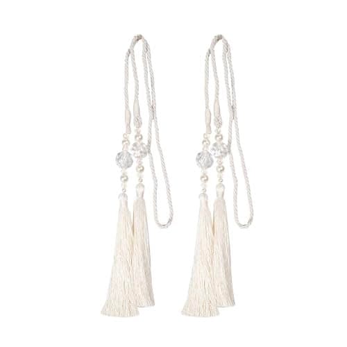 Kenney Small Bead Rope Window Curtain Tieback, White