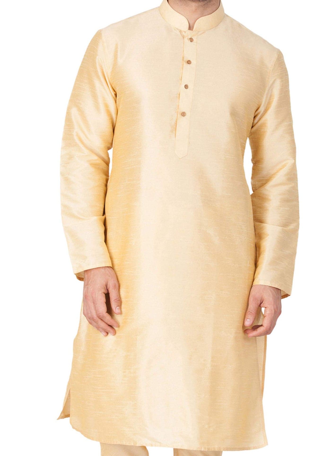 VASTRAMAY Men's Cotton Silk Blend Kurta-New Gold