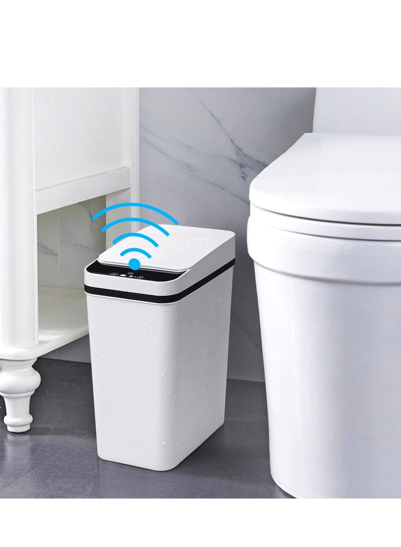 Bathroom Touchless Trash Can Smart Automatic Motion Sensor Can with Lid Electric Narrow Small Garbage Bin for Kitchen Office Living Room Toilet Bedroom RV