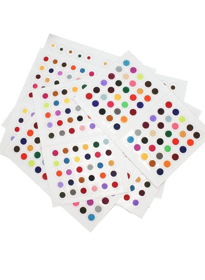 360pc Multicolour Bindi Bollywood Forehead Stickers Adhesive Body Jewelry 6 Cards of Different Sized Velvet Bindi Round Dot Tattoo Premium Bindi Indian Daily Use Forehead Bindi Round Dot For Wome