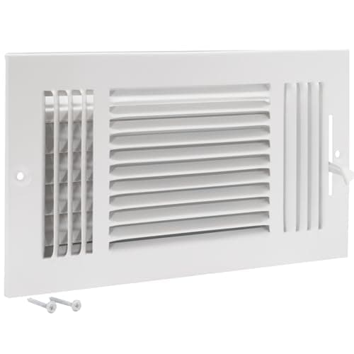 EZFLO 12 x 6 Inch Duct Opening Air Vent Cover for Wall or Ceiling ThreeWay Ventilation Register Solid Steel HVAC Register Cover White 61615