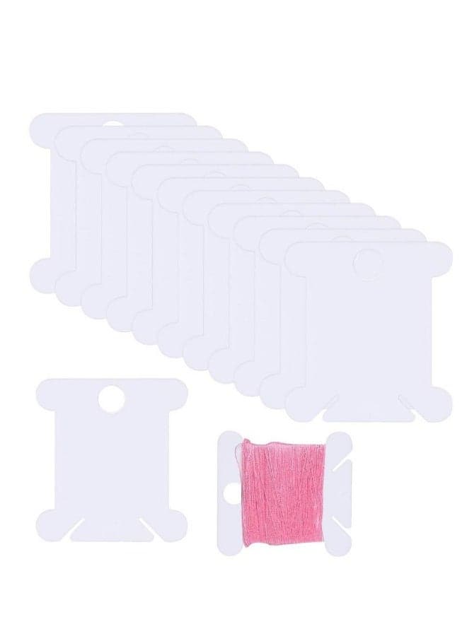 300pcs Plastic Floss Bobbins Cross Stitch Embroidery Cotton Thread for Craft DIY Embroidery Sewing Thread Storage Embroidery Thread Cards Cross Stitch Bobbin White