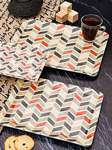 Goodhomes Melamine Rectangular Multicolor Serving Trays Set of 3 - MT127