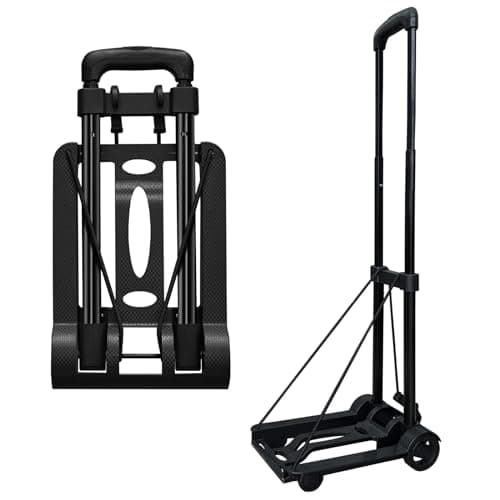 Folding Hand Truck Lightweight Portable CartVDHU 2 Wheels Fold Up Hand Cart with Elastic RopesCompact Utility Cart with 40kg90lbs Heavy Duty 2 Wheels for Moving Travel Shopping Office Luggage Use