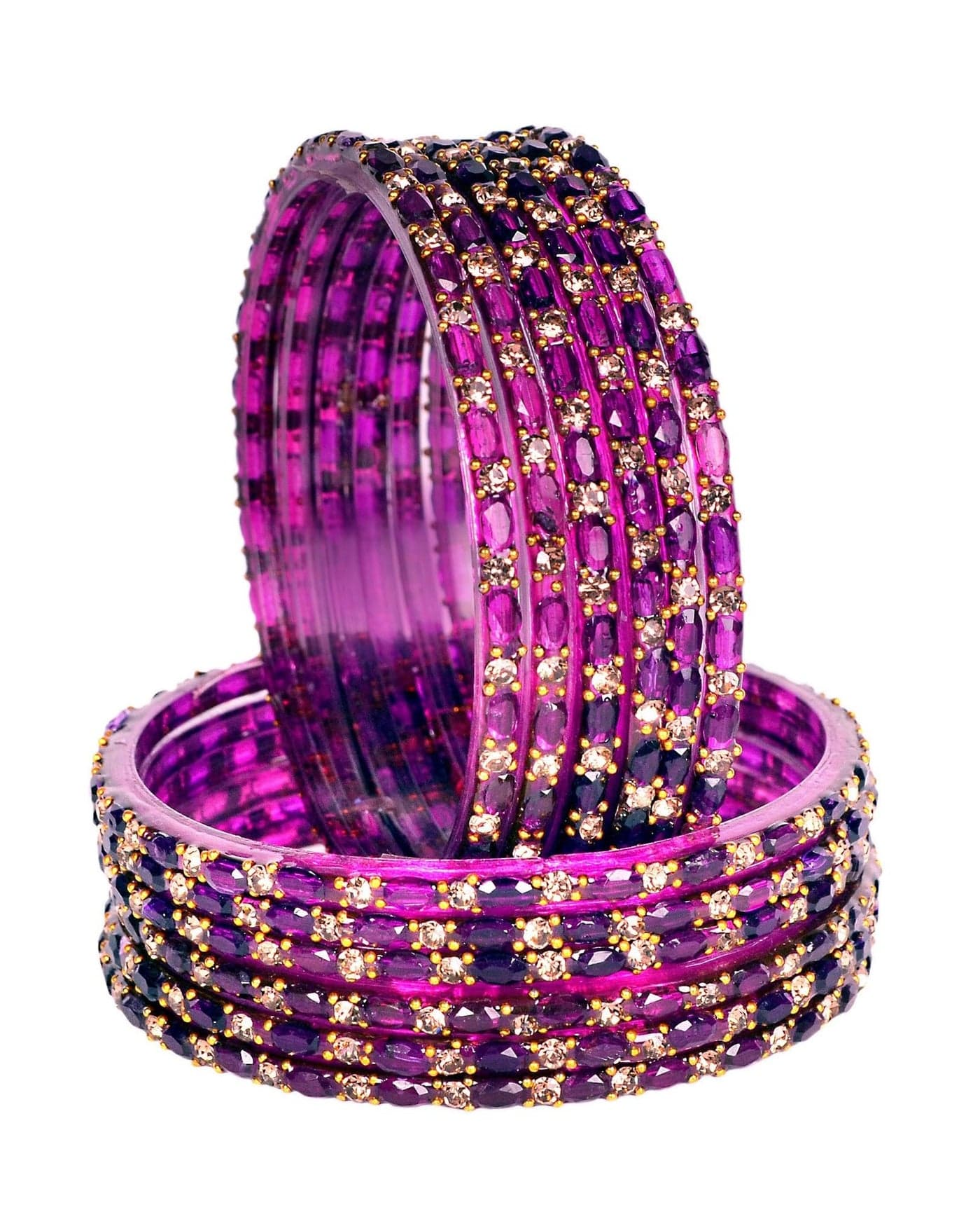 Swara Creations Glass Bangles set for Women | Zirconwork Golden Raindrops Bangles Collection | Ethnic, Festive & Special Occassions(12Pcs)(SKU287)