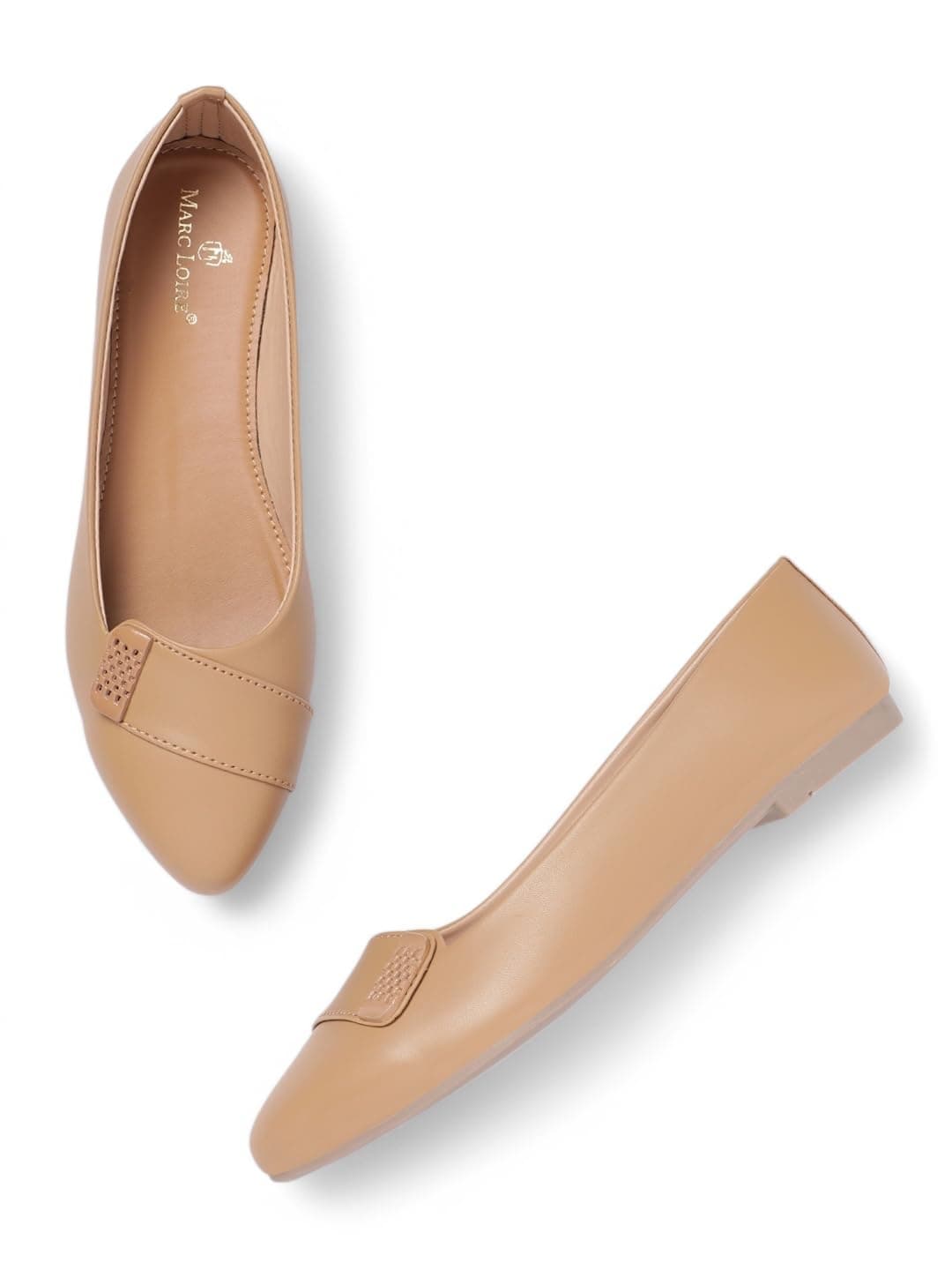 Marc Loire Women's Slip-On Flat Ballerina Shoes for Casual Wear, Party and Formal Occasions (Beige, UK Footwear Size System, Adult, Women, Numeric, Medium, 6)