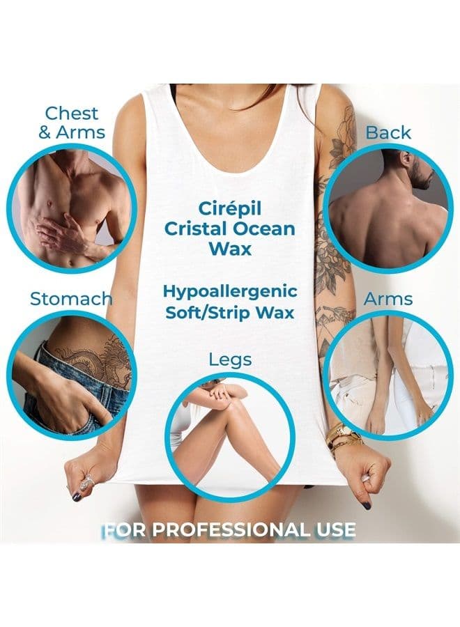 Cristal Ocean - 400g / 14.11 oz Wax Tin - Unscented - Ultra-Fluid Gel Texture - Perfect for Large Body Areas & Sensitive Skins - Rosin & Beeswax Free - Strips Needed