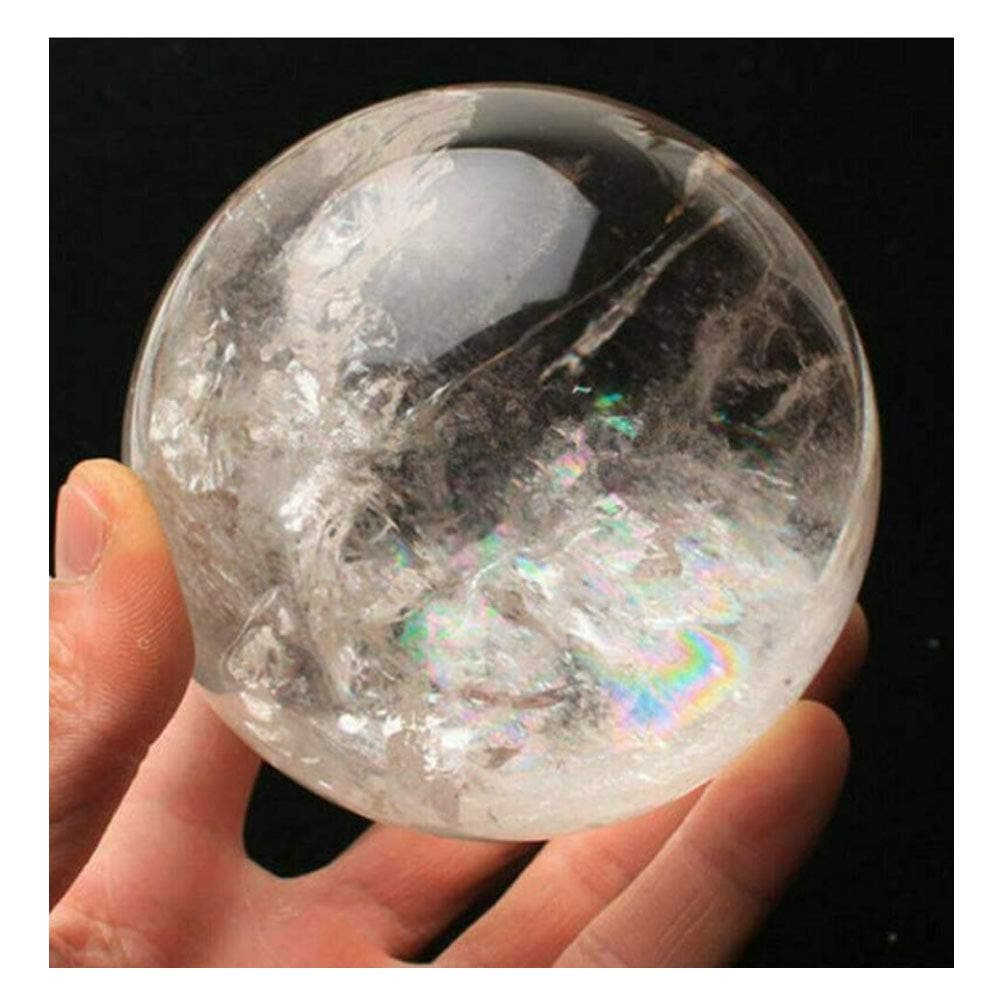 Wixine 1Pcs 3540mm Rare Clear Natural Rainbow Large Quartz Crystal Sphere Ball Healing Stone