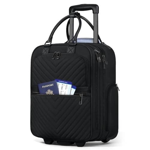 RAINSMORE Underseat Carry On Luggage with Wheels 16inch Airline Approved Luggage Lightweight Softside Underseater Travel Suitcases Durable Overnight Bag Rolling Carryon Bag for Women Men Black