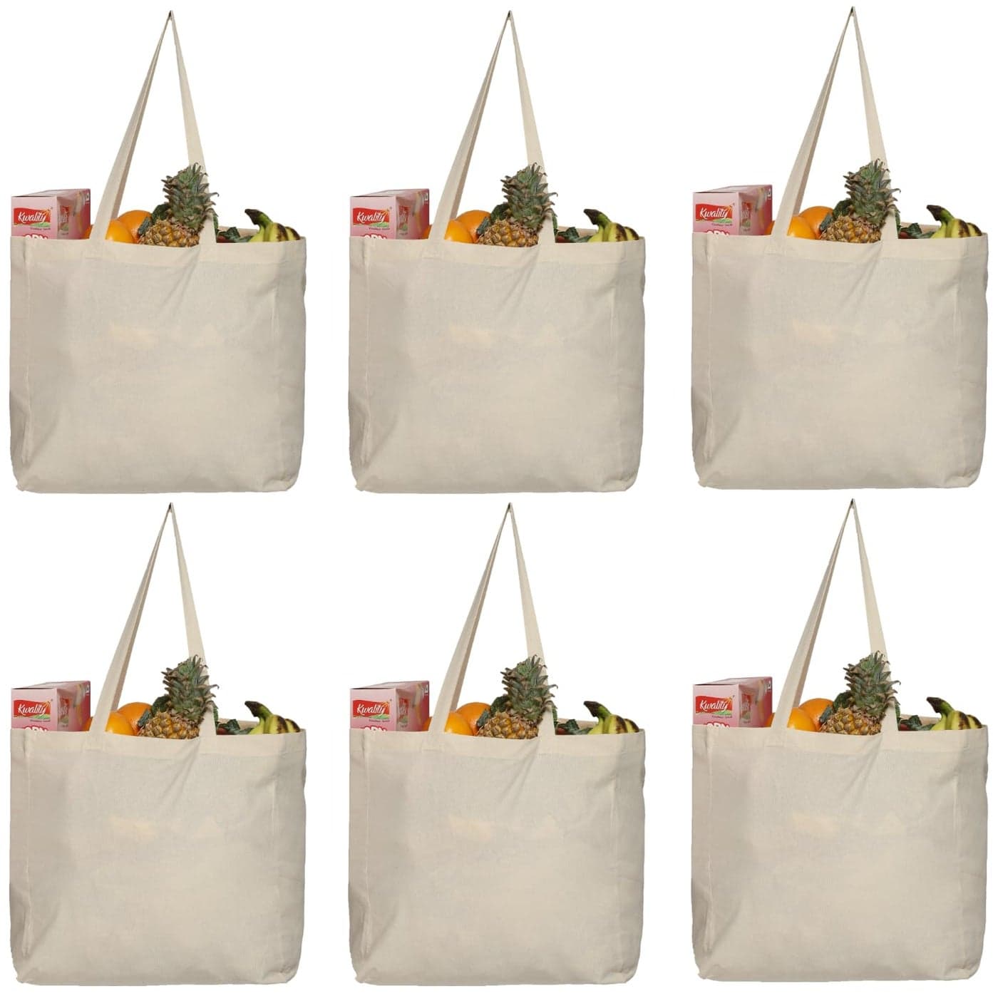 Greenmile 6 Pack Canvas Reusable Grocery Bags Cotton Canvas Grocery Bag Cloth Shopping Tote With Long Handles Bulk Heavy Duty Grocery Tote Bag Large Foldable and Lightweight Capacity 40 lbs