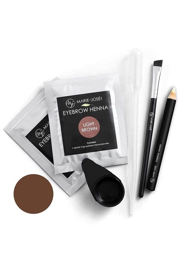 Henna Spot Color Dye Kit Light Brown - 20 applications - Covers Grey Hair - DIY Henna Tint Set - Includes all necessary Hair Coloring Tools