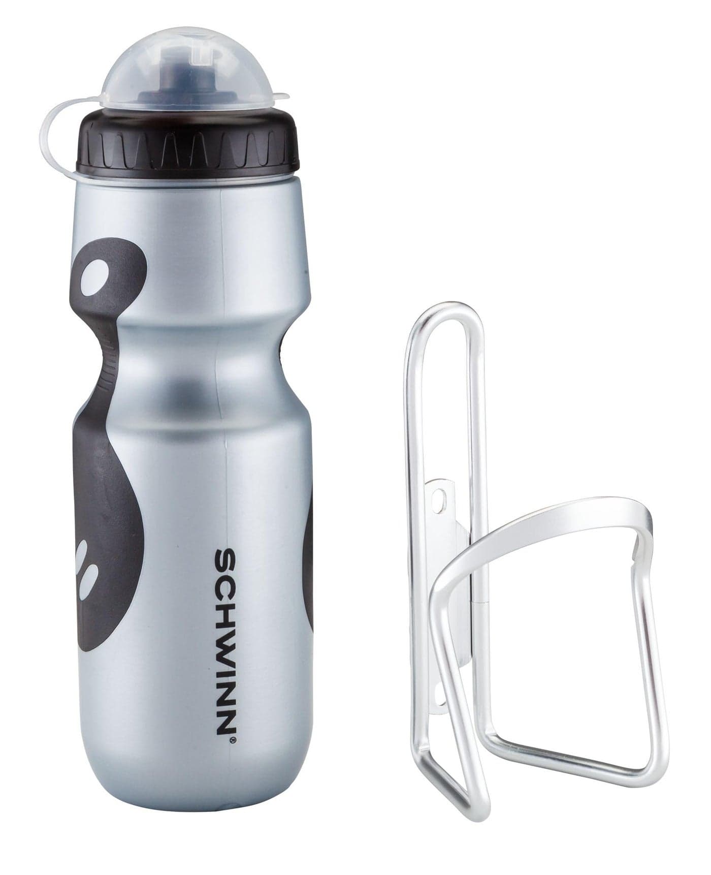 Schwinn Sport Water Bottle with Holder for Bicycle, 23 oz, BPA-Free, No-Slip Grip, Dust Cap Lid, Cage Easily Mounts to Bike, Bike Water Bottle Holder Combo