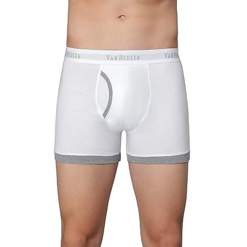 Van Heusen 10044 Men's Solid Cotton Antibacterial Trunks (White, 2XL)