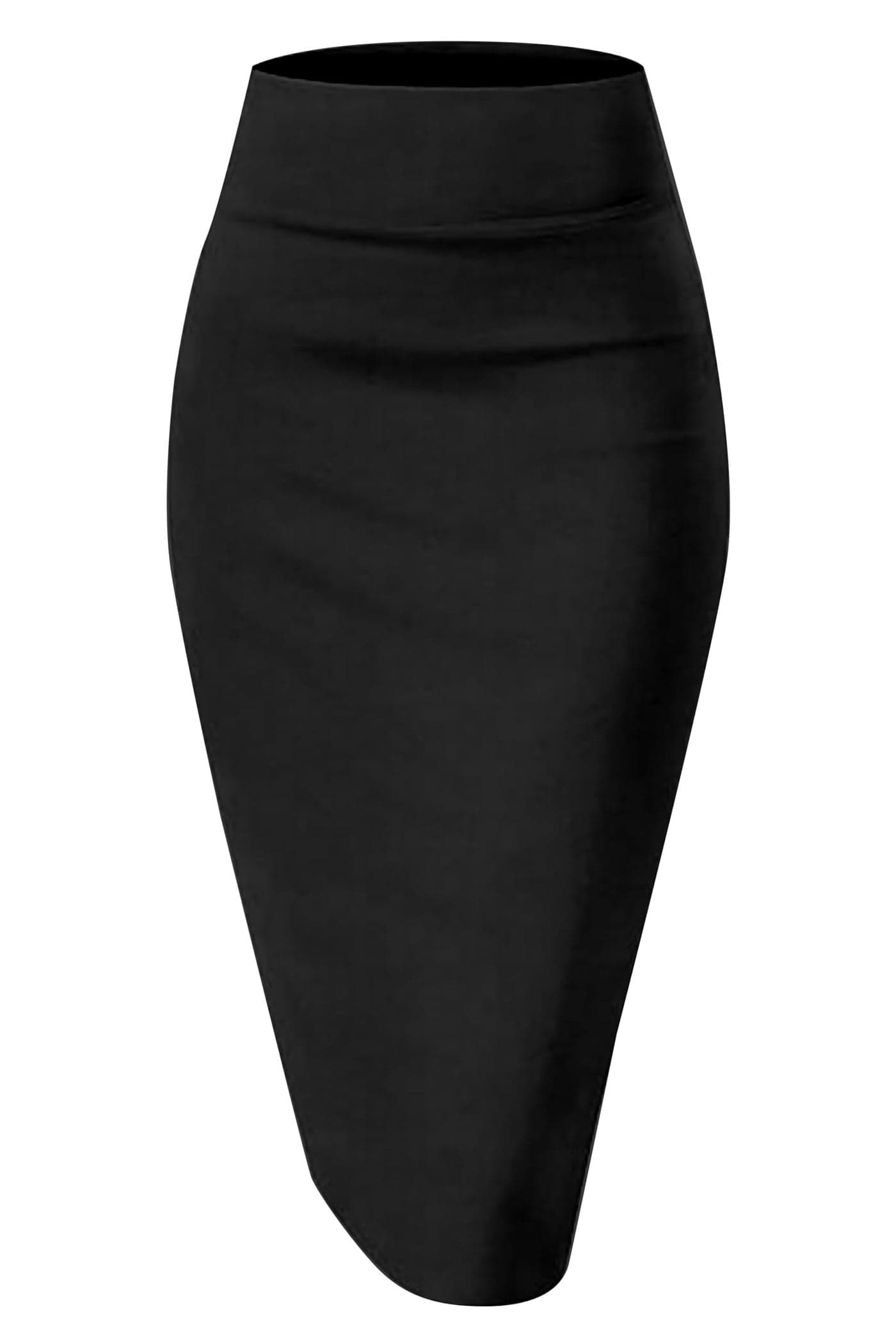 TRENDMALLS Women's Knee Length Formal Pencil Skirt with Elastic Waist Band Black