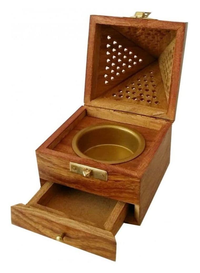 Pyramid Shaped Incense Burner Brown