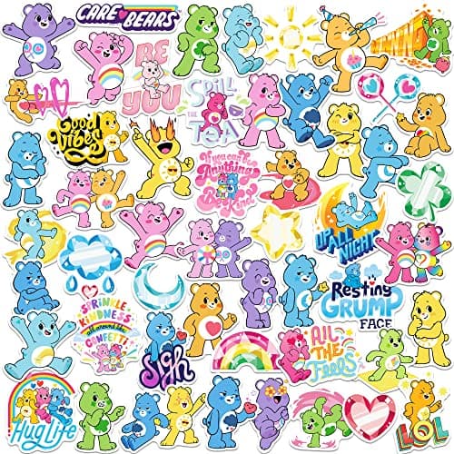 Care Bears Unlock the Magic 50ct Vinyl Large Deluxe Stickers Variety Pack Officially Licensed Care Bears Decals Laptop Water Bottle Scrapbooking Tablet IndoorOutdoor