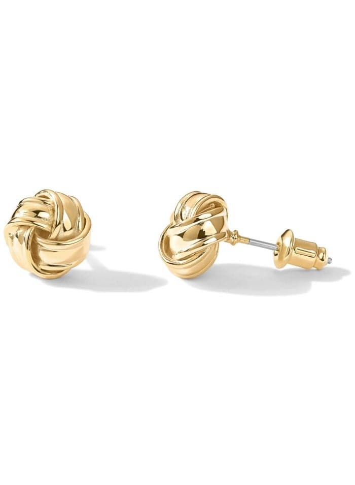 Love Knot Stud Earrings for Women in Gold Tone, Featuring a Post Closure.