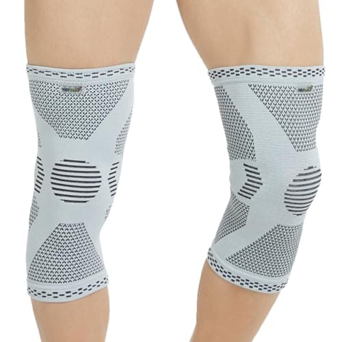 NeoTech Care Knee Support Brace - Breathable - Men, Women, Right or Left (Gray, Size M, 1 Pair)