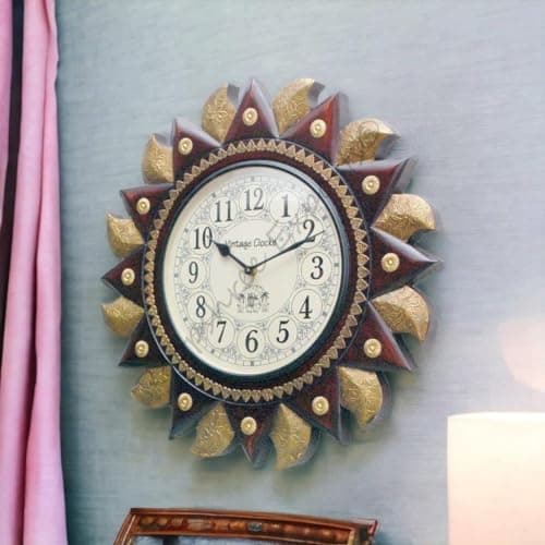 Vintage Clock Big Regal Sun Carved Clock