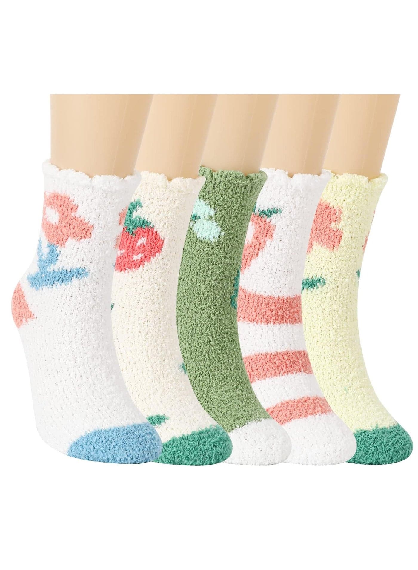 Fluffy Womens Socks 5 Pairs Fluffy Winter Socks for Womens Girls Fuzzy Bed Socks Cosy Sleep Socks Thick Thermal Slipper Socks Size UK 3-8 Multipack