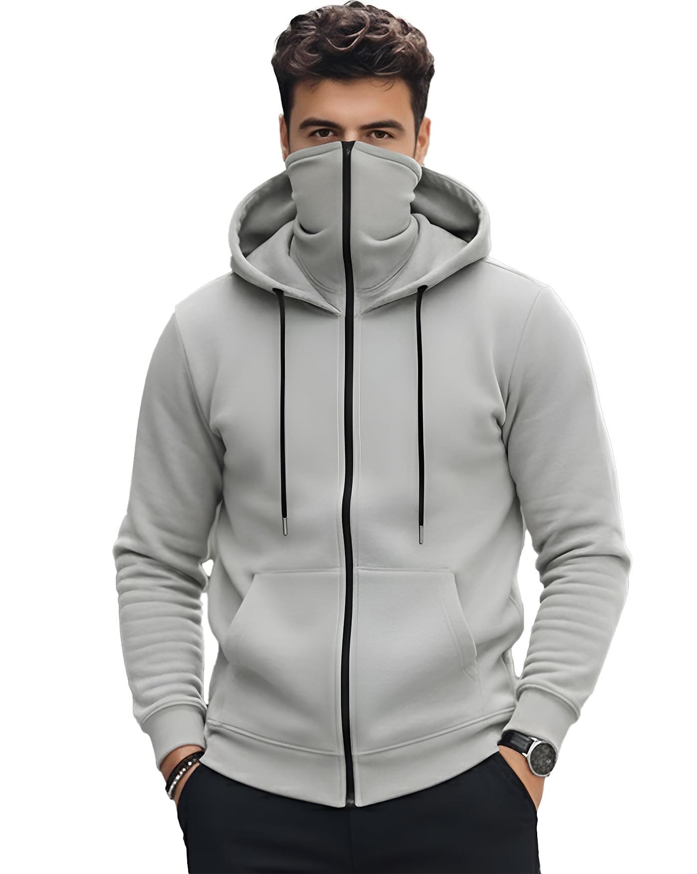 AUSK Men Hooded Sweatshirt for Winter wear with Back Print || Hoodies Grey