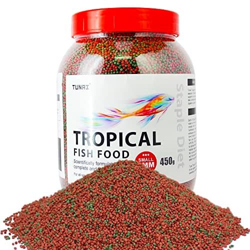 TUNAI Fish Food for Aquarium with 26% protien | 1.2 MM, 450 G | Aquarium Food for All Adult Small and Medium Tropical Fishes | Daily Nutrition Feed for Health and Growth, Pellet