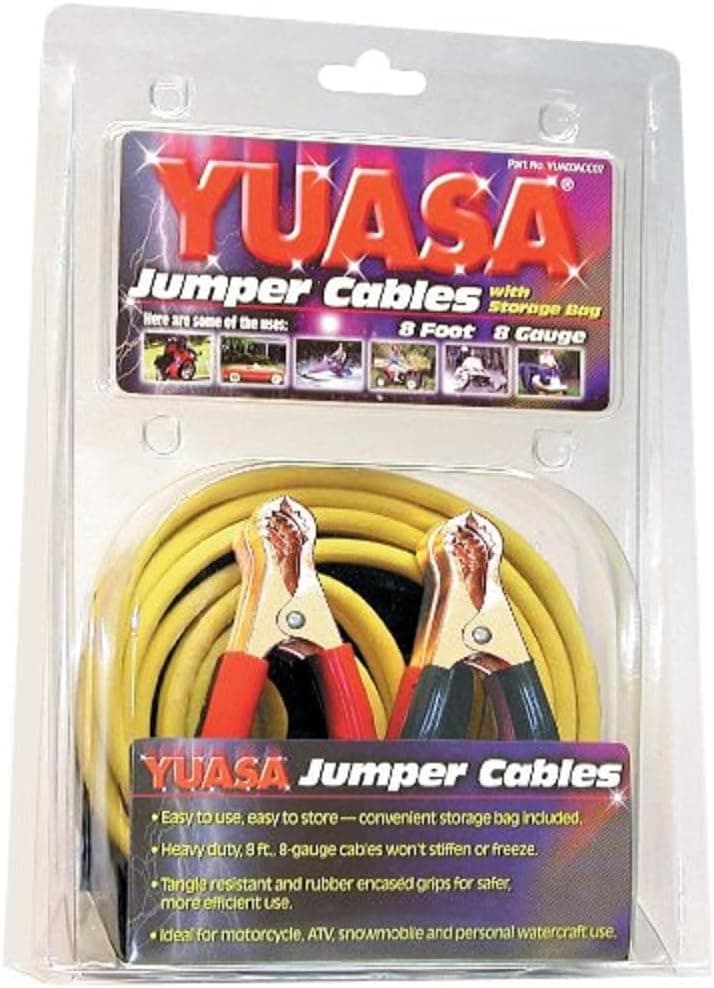 Yuasa 8 Foot 8 Gauge Heavy-Duty Jumper Cables with Storage Bag