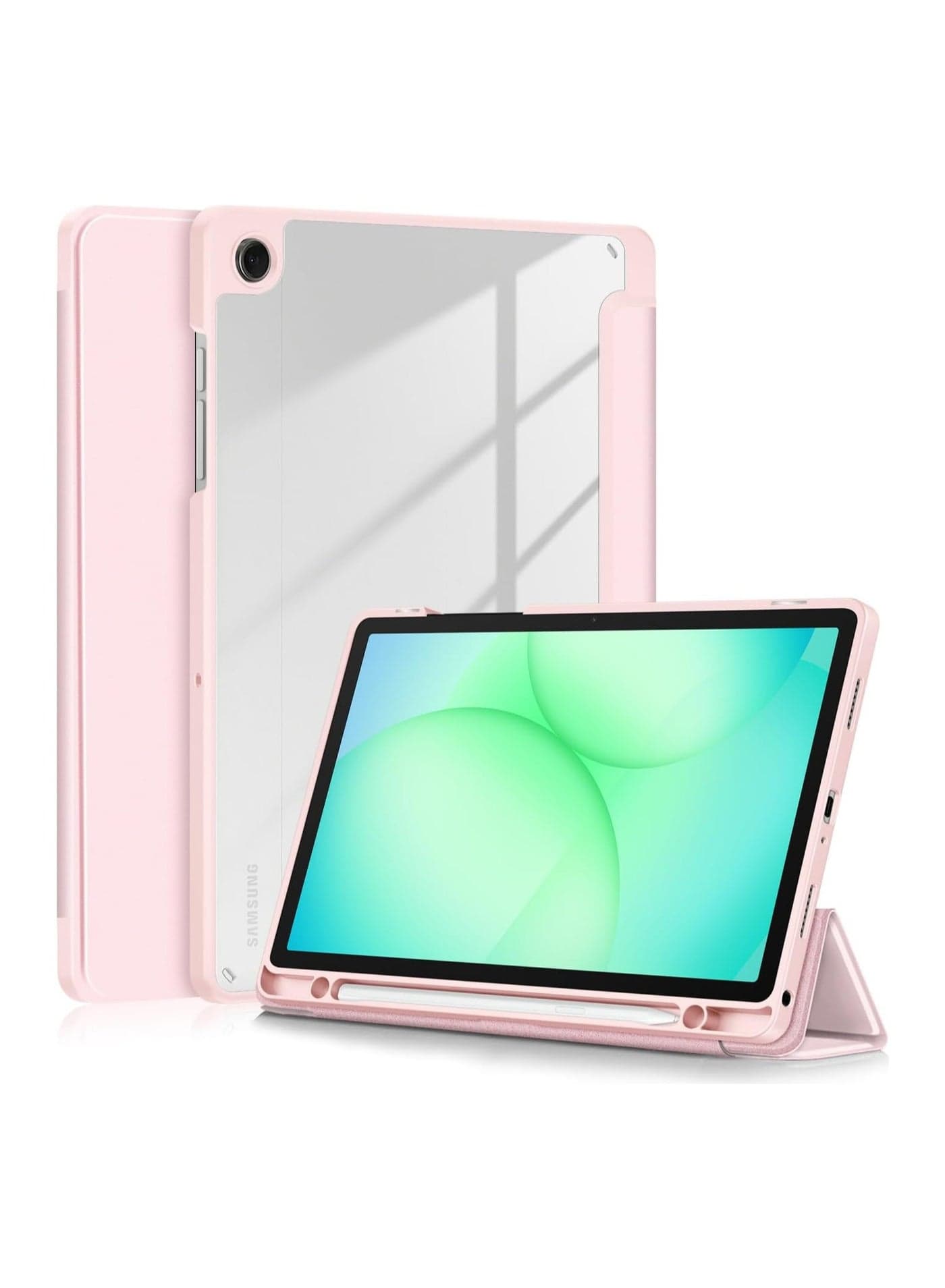 Compatible with Samsung Galaxy Tab A11 Plus/Tab A11+ 5G 11-inch 2025 model case, shockproof protective cover, transparent back shell, auto-wake/sleep feature.