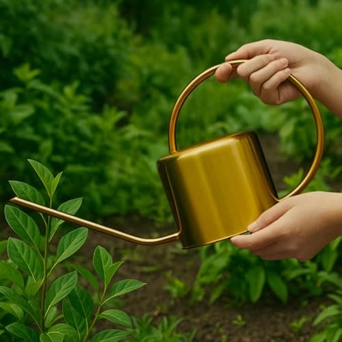 TrustBasket Metal Watering Can for Plants 1.5 Litre – Golden Gardening Tools for Indoor Outdoor Plant Watering, Stylish Garden Watering Essentials with Ergonomic Handle & Sleek Design