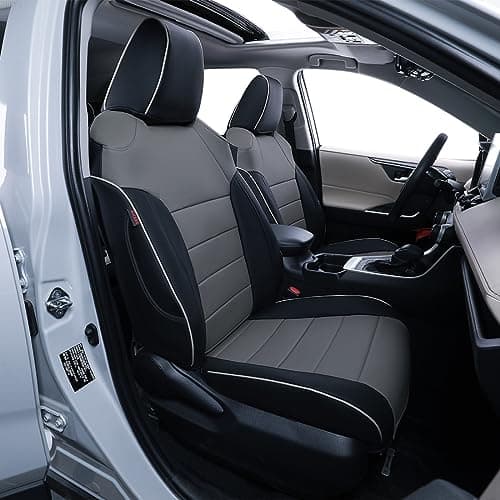 EKR Rav4 Seat Covers for Toyota RAV4 Hybrid 2019-2025(Not for Hybrid/PHEV XSE,SE) Leather Car Truck Seat Cover Full Set for SUV,Waterproof Automotive Seat Protector,Faux Leather(Black/Gray)