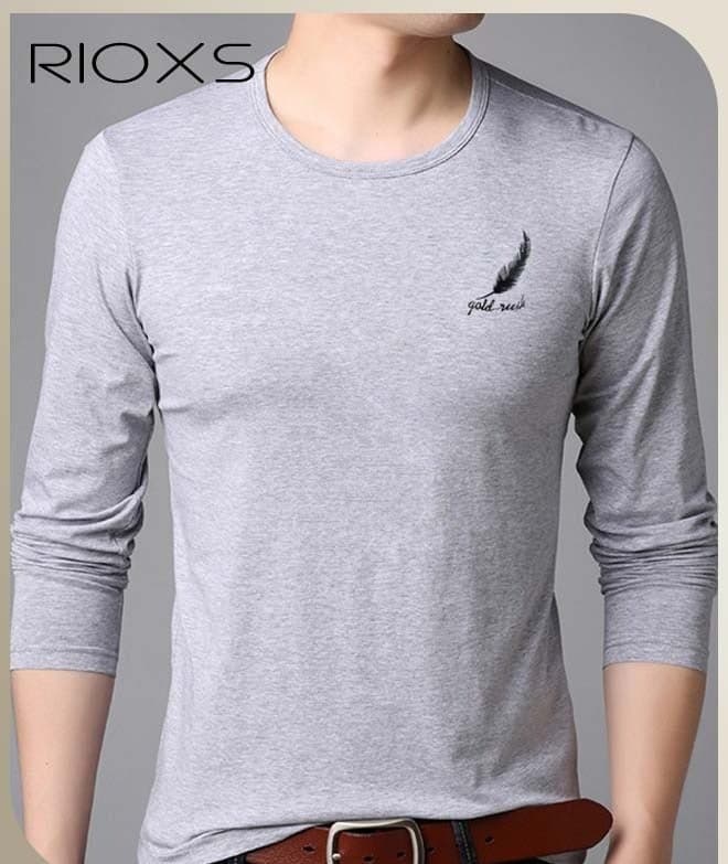 Men's Long Sleeve Round Neck Shirt, Slim-fit Solid Color Tops, Casual Versatile Pullover, Reliable Option for Any Man Seeking Comfort without Compromising on Style, Gray