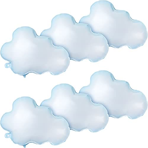 Sumind 6 Pcs 30 Inch White Cloud Foil Balloons for Birthday Baby Shower Themed Party Birthday Party Decorations Supplies (Light Blue)